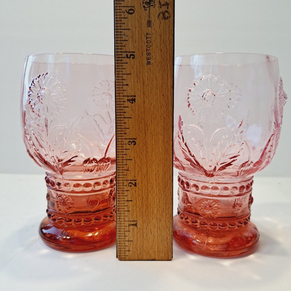 Set of Two Anthropologie Retired HELIANTHUS Pink Water GOBLET Great Condition - Picture 2 of 10